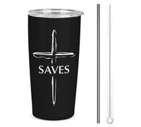 Cross Saves Religious Jesus_nobg Bicchiere termico in acciaio inossidabile da 20 once, tazza da viaggio per auto a doppia parete sottovuoto con coperchio a cannuccia per uomini e donne, regali di caf