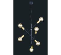 CROSS SOSPENSIONE 3 BRACCIA ORIENTABILI 6 LUCI NERO OPACO E ORO D. 54,5CM ATTACCO E27