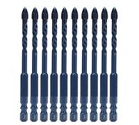 Cross Spearhead - Set di 10 punte per trapano a mano in carburo per muratura in vetro, piastrelle in ceramica, punte esagonali, 1/4 in per trapano elettrico, utensili professionali (diametro del foro