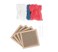 Cross Stitch Beginner Kit Floral Embroidery Kit Needlepoint Craft Set with Wood Board Stainless Steel Needles Cotton Yarn for Home Decor DIY Gift (Rose Red)