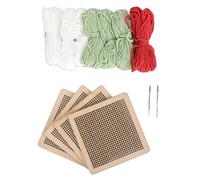 Cross Stitch Beginner Kit Floral Embroidery Kit Needlepoint Starter Sewing Set with Premium Materials for Home Decor Crafting and Gifts 4Pcs Wood Board Stainless Steel Needles (Light Green)