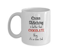 Cross Stitch Cross Stitching Is Better Than Chocolate Tazza Con Manico Tazza Da Caffè In Ceramica Tazze 330Ml Per Latte Bevande Succo