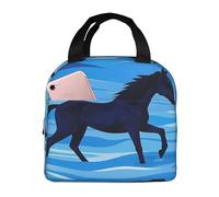 Cross The River On Horseback Borsa termica per il pranzo per donne e uomini, riutilizzabile, portatile, a prova di perdite, borsa termica per il pranzo, con tasca frontale, per viaggi, picnic, ufficio