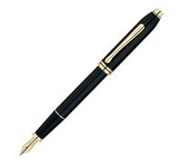Cross Townsend penna stilografica a punta fine da 23 ct, lacca nera, azione gire