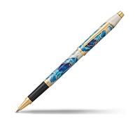 CROSS Wanderlust - Penna roller ricaricabile con tappo a scatto, in metallo, con appuntamenti placcati oro 23 carati, punta a sfera media, include confezione regalo premium e cartuccia nera, 1