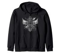 Cross Wings Y2K Alt Grunge Emo Estetica Gotica Stampa Felpa con Cappuccio