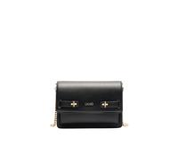 Liu Jo - Borsa a tracolla da donna, in pelle nera, catena dorata, design elegante, Nero