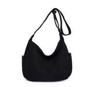 Crossbody Bag - Borsa a tracolla da donna, media grandezza, mezza luna, borsa shopper da donna, in tessuto, per college, scuola, lavoro, viaggi, shopping, Nero , Mittelgroß