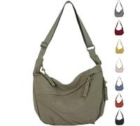 Crossbody Bag, Women'S Fashion Plain Color Nylon Crossbody Hobo Bag,Divider Inside,for Commute (Green)