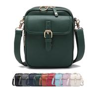 Crossbody Leather Bag, Double Layer Large Capacity Messenger Bag, Vintage Faux Leather Built in Purse Anti Theft Bags (Green)