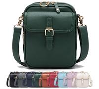 Crossbody Leather Bag, Double Layer Large Capacity Messenger Bag, with Built in Wallet, Vintage Anti-Theft (Green)