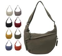 Crossbody Luna Bag,Women's Fashion Plain Color Nylon Shoulder Crescent Bags,Lightweight Hobo Purse with Adjustable Strap, verde