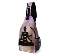 Crossbody Poliestere Borsa Petto Per Lavoro, Scuola, Campeggio Chakra Silhouette Of Female Doing Yoga Casual Daypack
