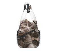 Crossbody Sling Zaino Donne Uomini Fanny Pack Fresia bella pianta fiore Sling Bag Viaggio Escursionismo Cintura Borsa Petto Daypack, Gatti divertenti., Taglia unica