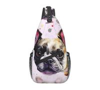 Crossbody Sling Zaino Donne Uomini Fanny Pack Fresia bella pianta fiore Sling Bag Viaggio Escursionismo Cintura Borsa Petto Daypack, Piccolo Bulldog francese, Taglia unica