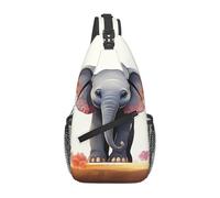 Crossbody Sling Zaino Donne Uomini Fanny Pack Fresia bella pianta fiore Sling Bag Viaggio Escursionismo Cintura Borsa Petto Daypack, Elefante portafortuna, Taglia unica
