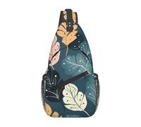 Crossbody Sling Zaino Donne Uomini Fanny Pack Fresia bella pianta fiore Sling Bag Viaggio Escursionismo Cintura Borsa Petto Daypack, Foglie graziose, Taglia unica