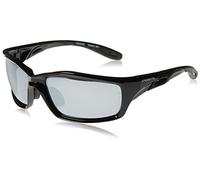 Crossfire 263 Infinity - Occhiali di sicurezza con lenti argentate a specchio, montatura nera lucida
