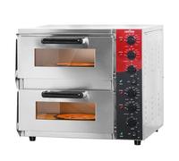 CROSSON Forno Pizza Elettrico Doppio 16 Pollici,Forno Pizza Professionale in Acciaio Inox 230V/4000W con Pietra e Maniglia,per Interni Ristorante Cottura Casa Cucina