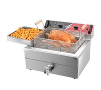 CROSSON Friggitrice elettrica commerciale 7000W 12L grande friggitrice in acciaio inox con rubinetto di scarico,3 cestino,per cucina uso ristorante