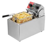 CROSSON Friggitrice Elettrica Professionale 4L 2000W Friggitrice a Olio Elettrica con Cestello e Coperchio,Riscaldamento Rapido,per Cucina Hotel Ristorante，serbatoio singolo da 4L