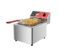 CROSSON Friggitrice Elettrica Professionale 8 Litri,Friggitrice Elettrica da Banco in Acciaio Inox 3250W con Cestello e Coperchio,Controllo Tempo e Temperatura 80-200°C,per Cucina Ristorante