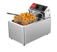 CROSSON Friggitrice Elettrica Professionale 8L 3250W Friggitrice a Olio Elettrica Temperatura Controllata 80-200°C per Cucina Hotel Ristorante