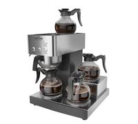 crosson Macchina da Caffè Commerciale,Macchina da Caffè in Acciaio Inox con 4 Caraffe in Vetro(1.5L),4 Piastre Riscaldanti Caffettiera elettrica,Adatto per Ristorante,Ufficio,Bar