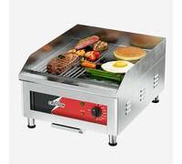 CROSSON Professional Gastro Grill Plate Electric con superficie della griglia metà liscia e metà scanalata (40 x 40 cm) in ghisa di 10 mm di spessore e termostato EGO preciso a 300°C