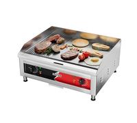 CROSSON Professional Gastro Grill Plate Electric con superficie grill liscia 1/3 e 2/3 scanalata (60 x 40 cm) in ghisa di 10 mm di spessore, temperatura a 2 zone separatamente