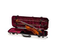 Crossrock CRF2020VMW-R - Custodia rettangolare in fibra di vetro, adatta per violino 4/4 a grandezza naturale, con scomparti per accessori, spallacci rimovibili, lucchetto TSA, igrometro, bianco latte