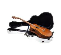 Crossrock CRF5030OMWT - Custodia per chitarra acustica OM/000-14 tasti, in fibra di vetro, ultra leggera, con scomparto interno, chiusura TSA, peso 3,2 kg, colore: bianco