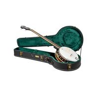 Crossrock CRW520BJBK - Custodia in legno adatta a banjo a 5 corde, accessori vintage, rivestimento in spugna, piedini in metallo, spazio di archiviazione, colore nero