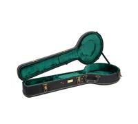 Crossrock CRW520OBJBK - Custodia in legno per banjo da 11 a 31,8 cm, accessori vintage, fodera in spugna, piedini in metallo, spazio per riporre oggetti, colore nero