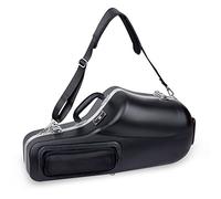 Crossrock Custodia Contour in ABS per Sassofono Contralto | Finitura Nera Testurizzata a Diamante, Interno in Velluto Blu Scuro, Chiusura di Sicurezza, Tracolla Rimovibile