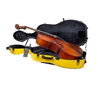 Crossrock Custodia in fibra di vetro con ruote, adatta per violoncello 4/4, include custodia imbottita per musica, 3 maniglie, spallacci rimovibili, lucchetto a combinazione, giallo (CRF2020CEFYL)