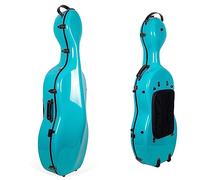 Crossrock Custodia in fibra di vetro con ruote, adatta per violoncello 4/4, include custodia imbottita per musica, 3 maniglie, spallacci rimovibili, serratura a combinazione, colore: blu menta