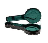 Crossrock Custodia in fibra di vetro per banjo tenore a 4 corde, finitura nera lucida, serratura TSA, cinghie per zaino, igrometro, memoria interna, stile risonatore, nero (CRF2023TBJBK)