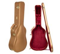 Crossrock Custodia in legno per chitarra acustica Martin 000-12 Fret | Lussuosa ecopelle dorata, interno in velluto bordeaux, serratura - Serie Designer (CRW520-00012LG)