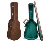 Crossrock Custodia in legno per chitarra acustica Martin 000-12 Fret | Pelle sintetica marrone fiore, interno in velluto verde foresta, serratura - Serie Designer (CRW530-00012BQ)
