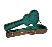 Crossrock Custodia in legno per chitarra OM / 000-14 Fret | Finitura similpelle Blossom Brown, interno in velluto verde foresta, serratura - Designer Series