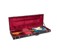 Crossrock Custodia in legno per chitarre PRS SE Hollowbody, hardware vintage, fodera in spugna, piedini in metallo, spazio di archiviazione, nero (CRW520PRSHBBK)