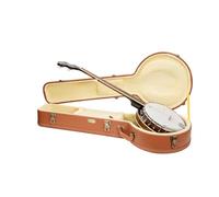 Crossrock Custodia in Legno Serie Relief per Banjo 5 Corde con Risonatore | Finitura Carved Red Wood, Interno in Velluto Avorio, Serratura - Guscio Rigido Premium