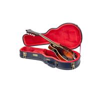 Crossrock Custodia Mandolino F-Style in Legno Intagliato | Finitura Ocean Blue (Blu Oceano), Interno in Velluto Scarlatto, Serratura - Serie Relief Premium