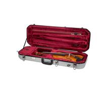 Crossrock Custodia oblunga per violino 4/4, include scomparto interno, 2 supporti per archetto, blocco di sicurezza e cinghie staccabili, argento (CRA860VFSL-R)