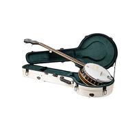 Crossrock Custodia per banjo in fibra di vetro, adatta per Mastertone e la maggior parte degli stili a 5 corde, con scomparto interno, cinghie per zaino, igrometro, serratura TSA - bianco latte