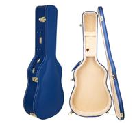 Crossrock Custodia per chitarra acustica Super Jumbo per Gibson SJ-200, finitura blu vivace, archtop rinforzato, blocco di sicurezza, spazio di archiviazione nascosto, serie Designer (CRW520SBVB)