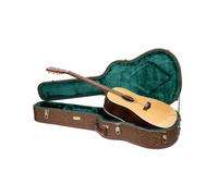 Crossrock Custodia per chitarra Dreadnought della serie Dreadnought per Gibson J-45/Martin D-Style, ecopelle marrone fiore, interno in velluto verde foresta, serratura, custodia rigida in legno di