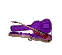 Crossrock Custodia per chitarra elettrica in legno per Gibson SG, finitura marrone cioccolato, velluto viola, lucchetto, serie designer