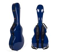 Crossrock Custodia per chitarra in fibra di vetro adatta a chitarre acustiche 000/OM da 12 tasti, con scomparto per accessori, cinghie per zaino, serratura TSA blu navy (CRF2020-00012NVBL)